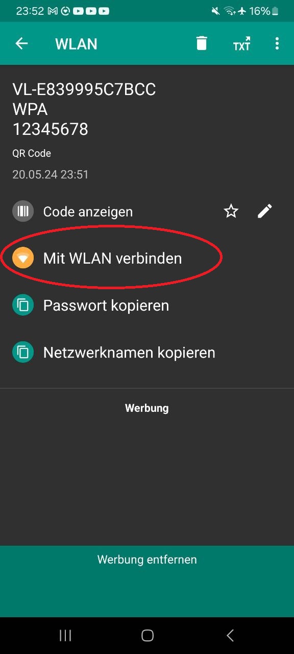 Heizmantel QR Verbindung