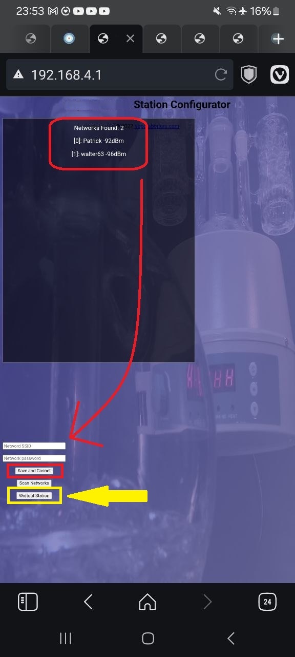 Heizmantel WiFi Setup Menü